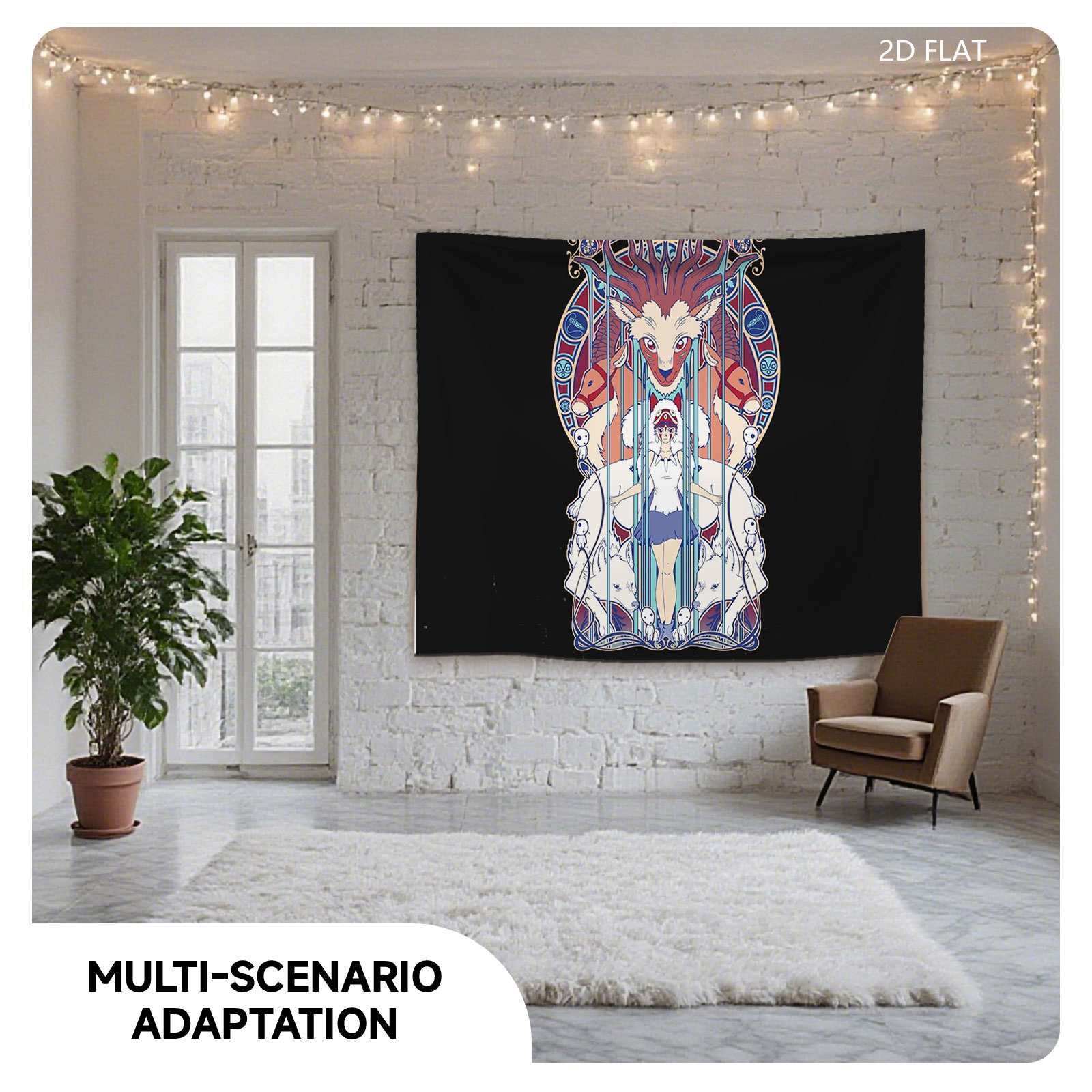 Sailor Moon and Luna in Art Nouveau Style with Mythical Creatures - Tapestry