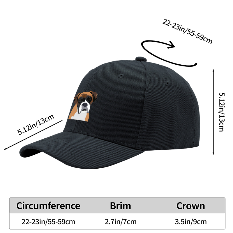 1pc New Baseball Cap Boxer Dog Print Unisex Adjustable Hat for Outdoor Activities and Casual Wear Adults and Teens Fashion Accessory