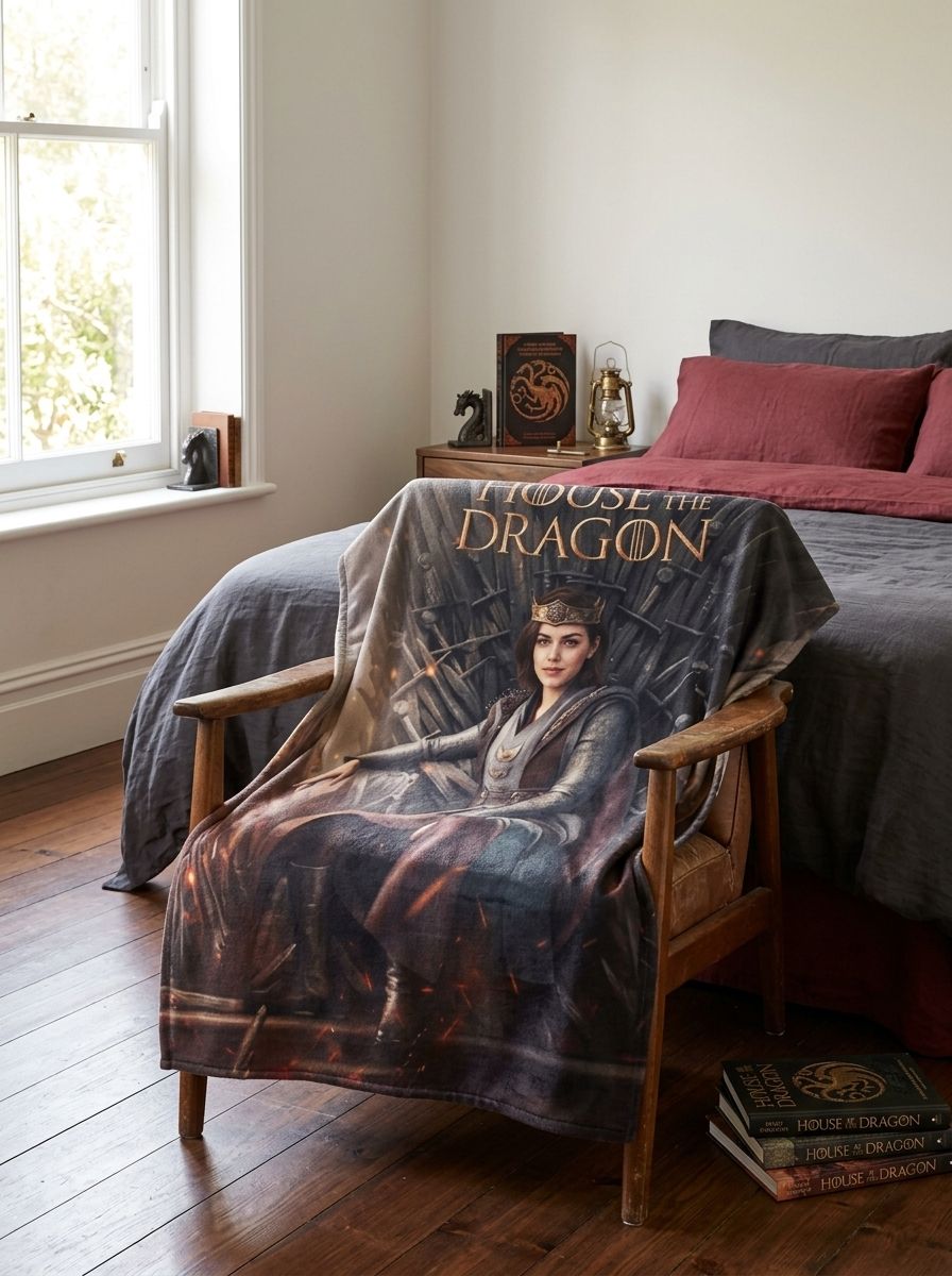 Custom Face Photo Blanket, Fantasy Throne Fleece Throw, Soft Skin-Friendly Flannel Cover, Ideal Personalized Gift