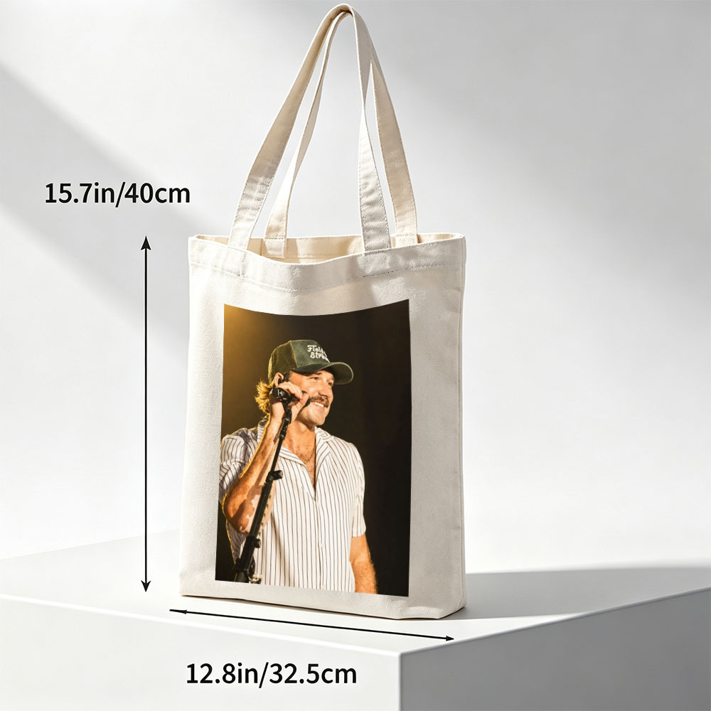 Luke Bryan Performing on Stage with Microphone and Hat - Canvas tote bags