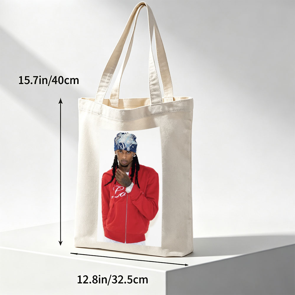 Travis Scott in a Red Hoodie and Bandana, Stylish Streetwear Look - Canvas tote bags