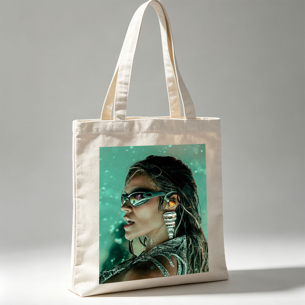 Beyonce in Futuristic Fashion – Stunning Portrait with Reflective Goggles and Crystal Earrings - Canvas tote bags