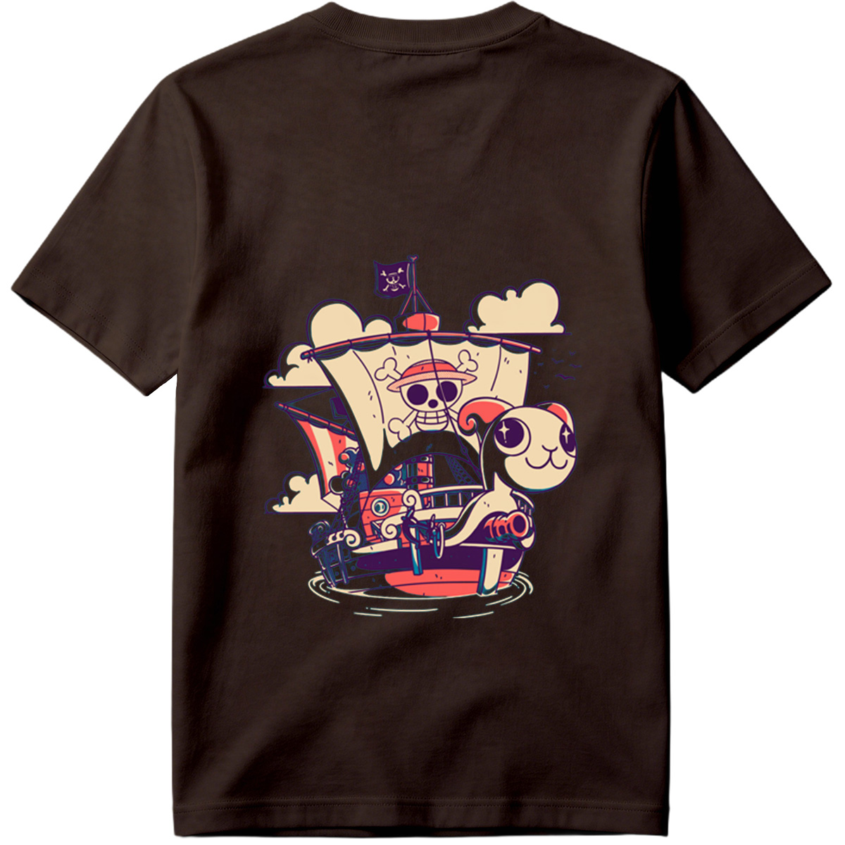 Pirate Ship with Cat and Skull Captain - Tee
