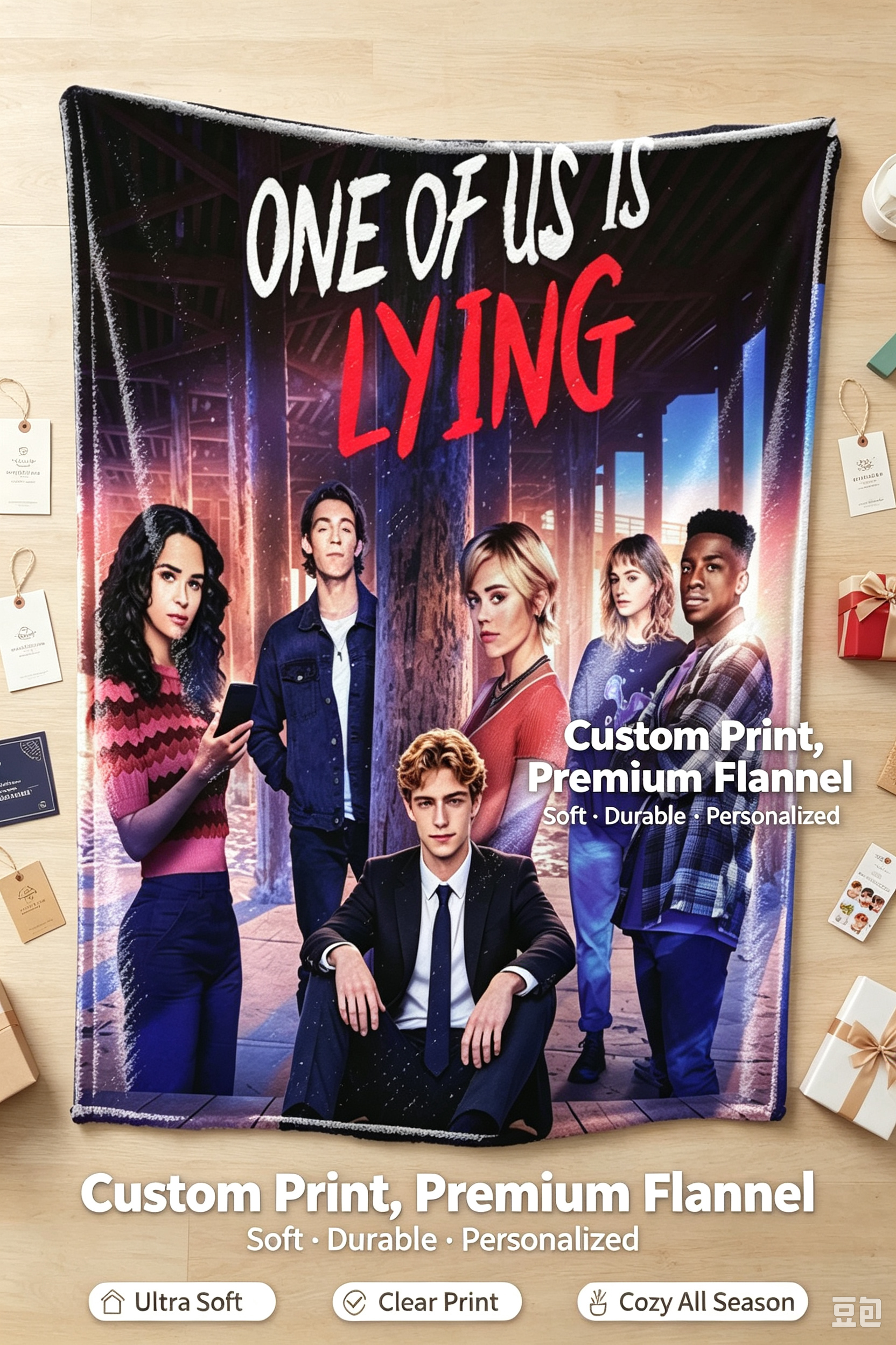 Custom Face Blanket One of Us Is Lying Flannel Blanket Perfect for Fans of the Series Ideal Gift or Giveaway for Teens and Young Adults