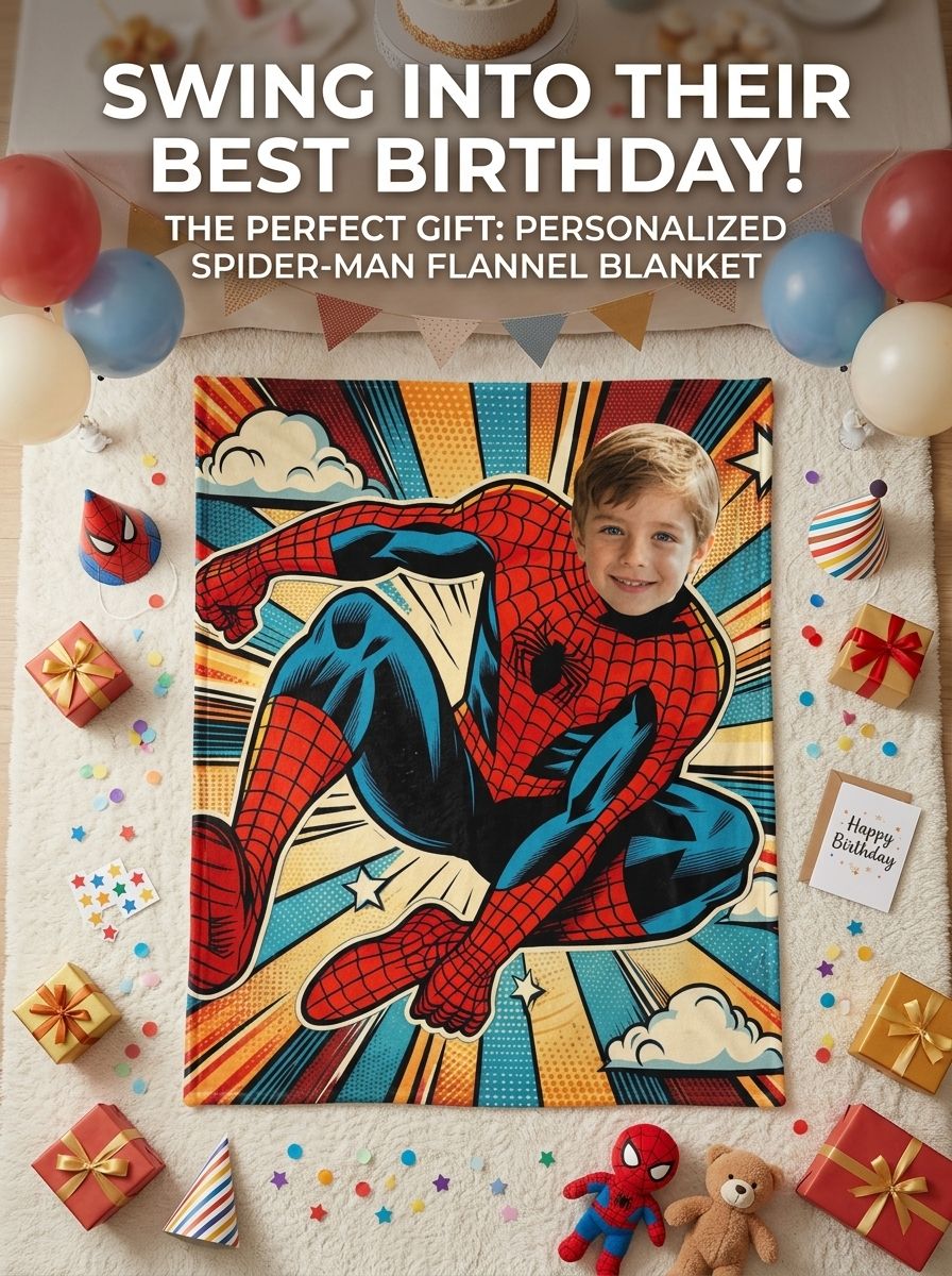 Custom Face Superhero Blanket Personalized Comic Book Flannel Throw Cozy Skin Friendly Fleece Bed Couch Gift for Kids