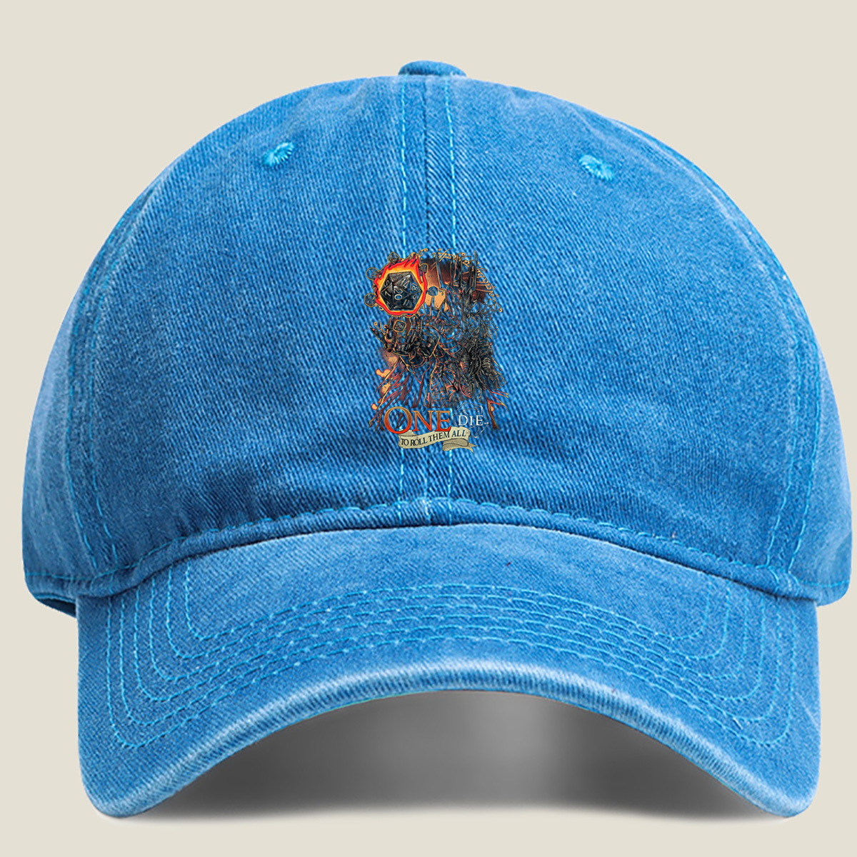 One Die to Roll Them All: D&D Inspired Fantasy Art - Washed Denim - Baseball Cap