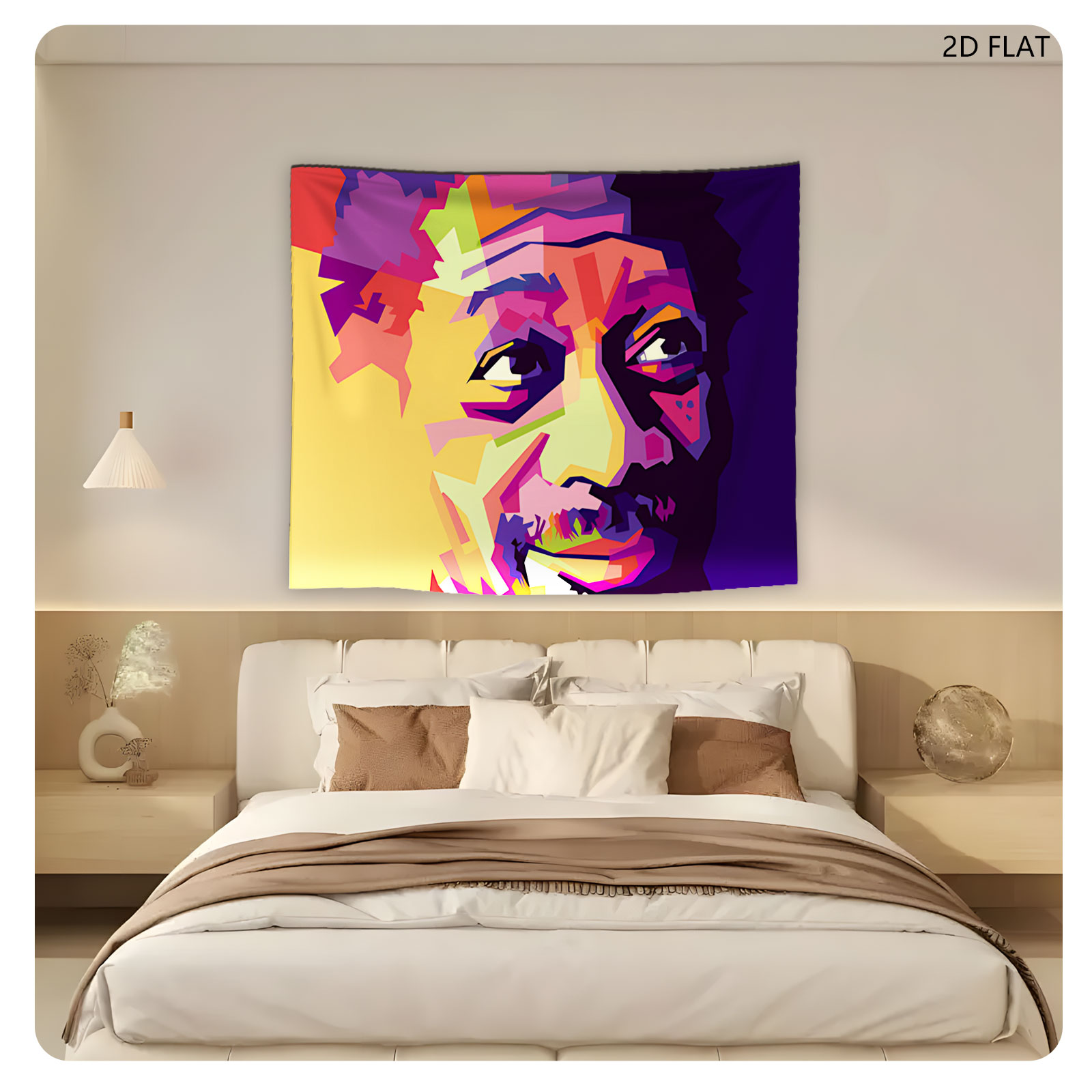 Colorful Abstract Portrait of a Man with Vibrant Geometric Patterns - Tapestry