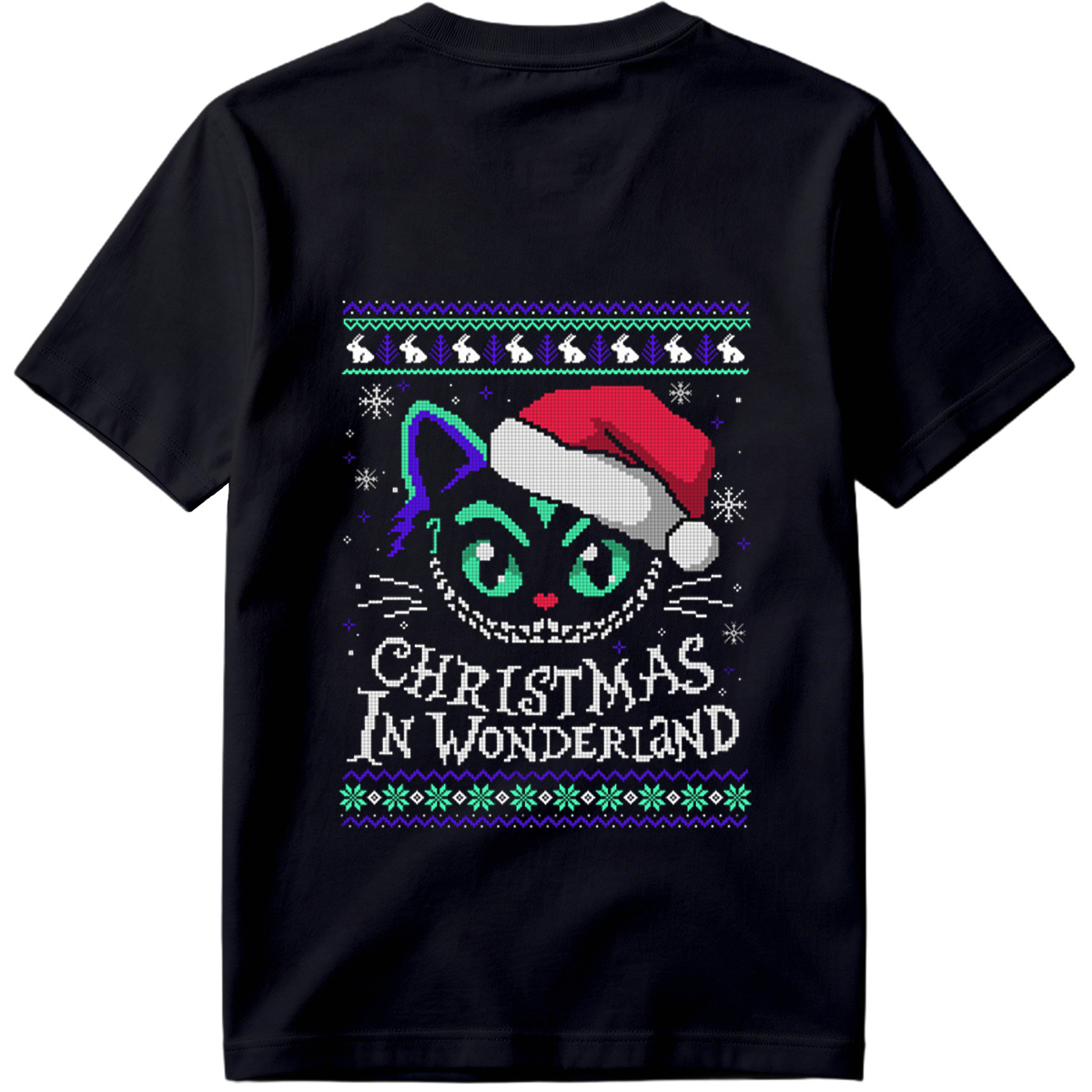 Christmas in Wonderland: Cheshire Cat Ugly Sweater Design - Tee