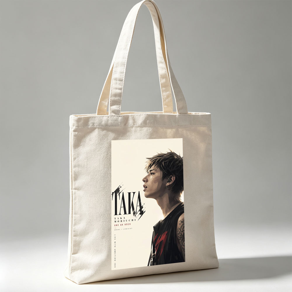 Taka Moriuchi Live Performance Portrait in Black Sleeveless Top with Tattoo and Earpiece - Canvas tote bags