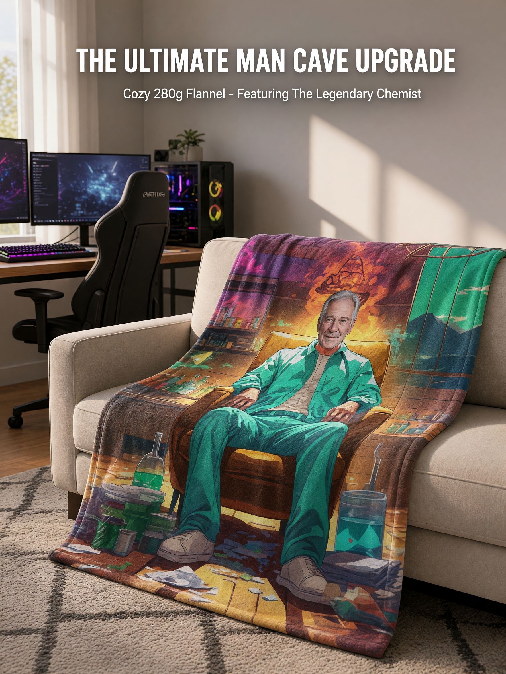Custom Face Photo Blanket Personalized Cartoon Lab Art Flannel Fleece Throw, Ideal Cozy Gift for Family and Friends