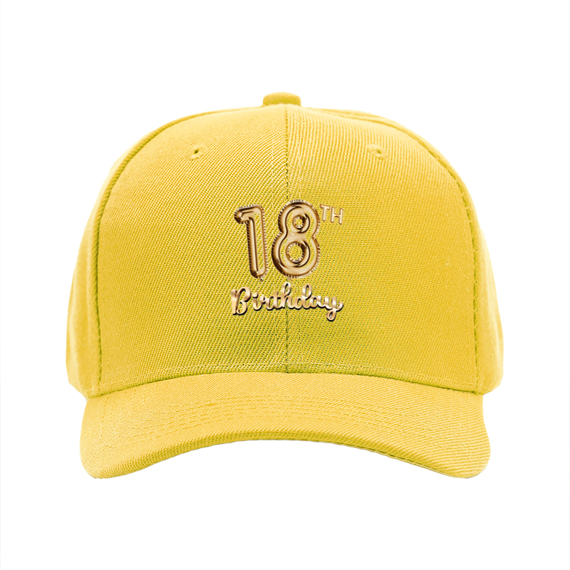 1pc New Baseball Cap with 18th Birthday Gold Balloon Print Unisex Adjustable Hat for Party Celebration Adults and Teens