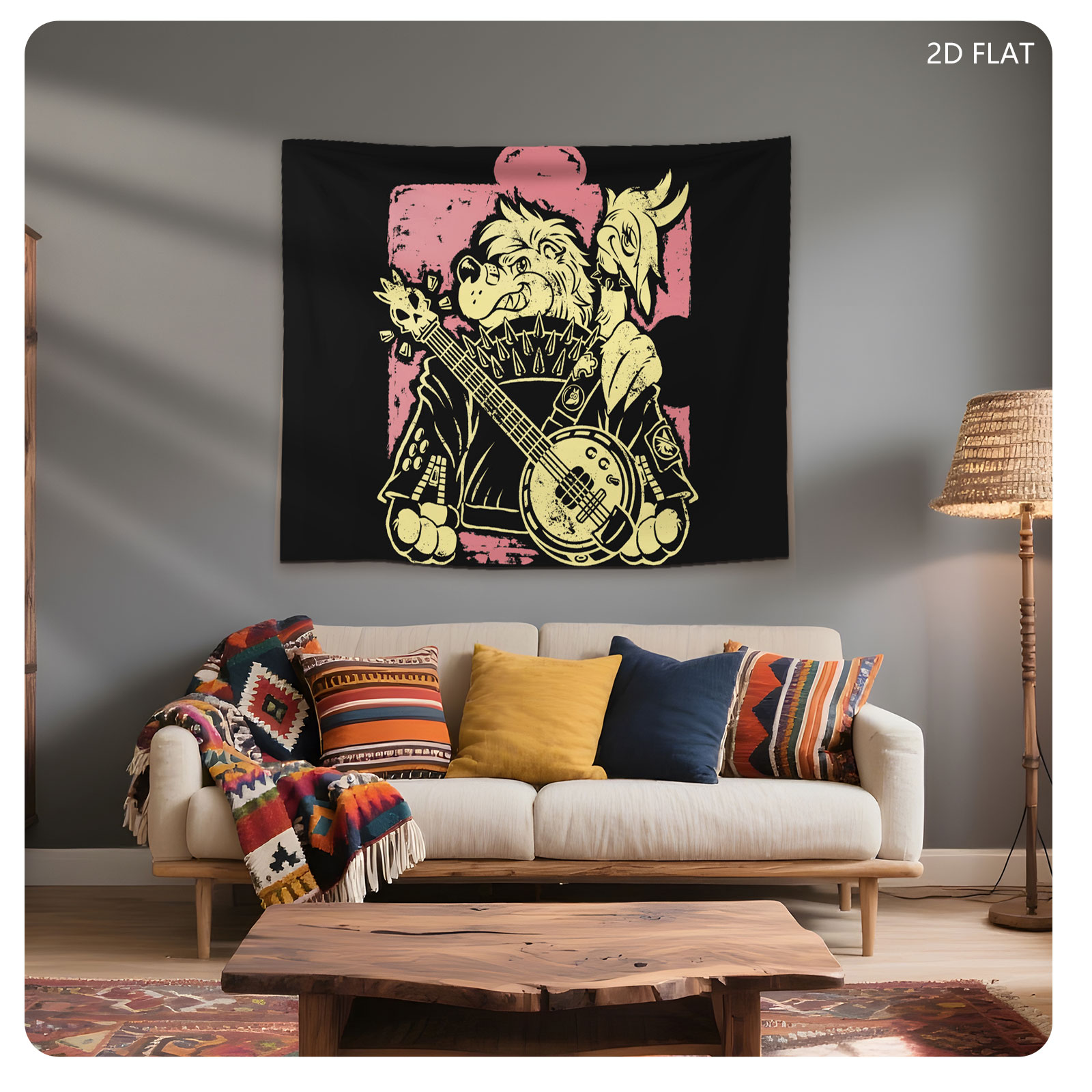 Taz the Tasmanian Devil Playing Banjo with Punk Rock Style - Tapestry