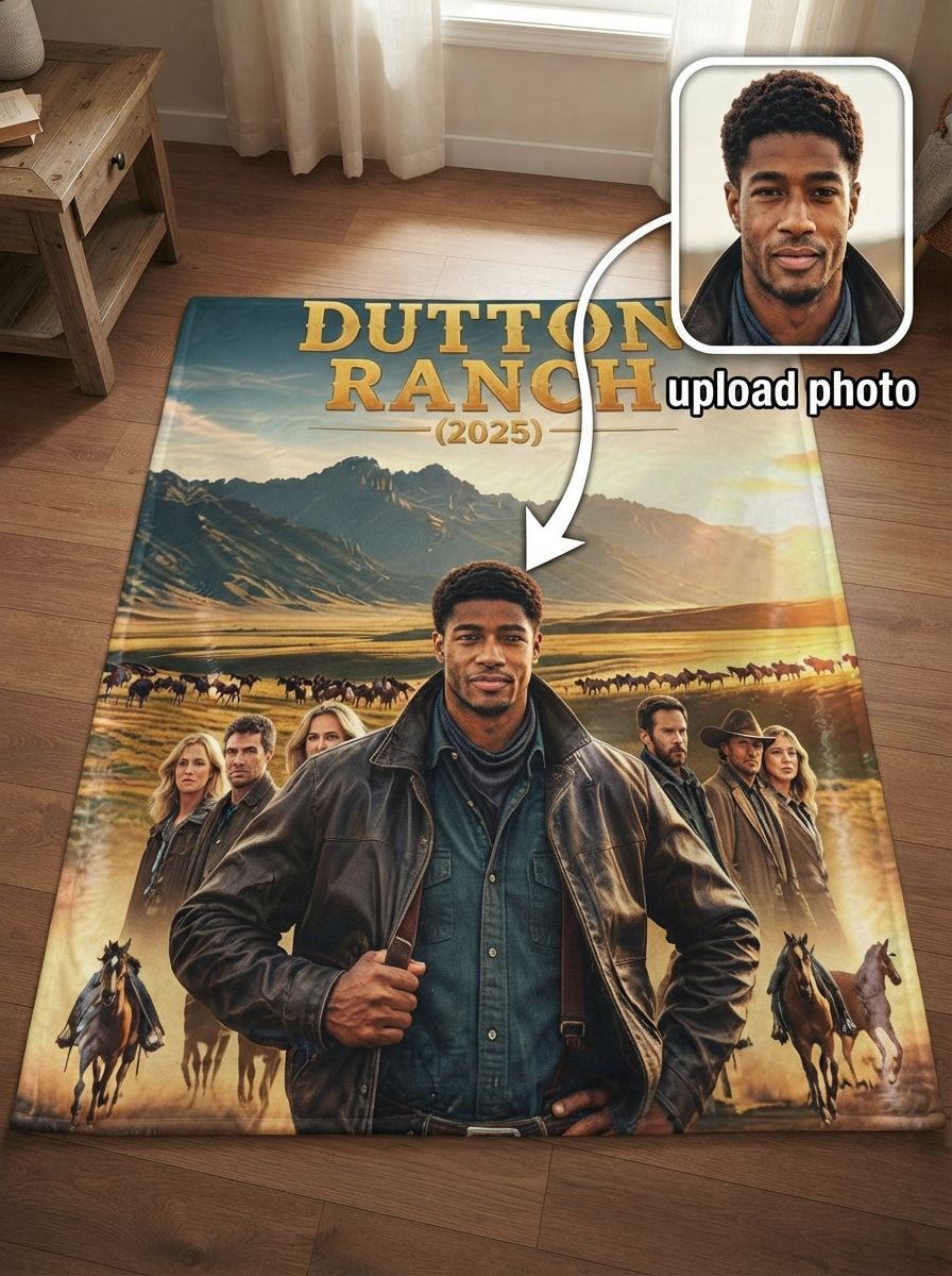 Custom Photo Face Flannel Blanket Personalized Western Cowboy Ranch Fleece Throw Soft Warm Bed Sofa Cover Ideal Gift
