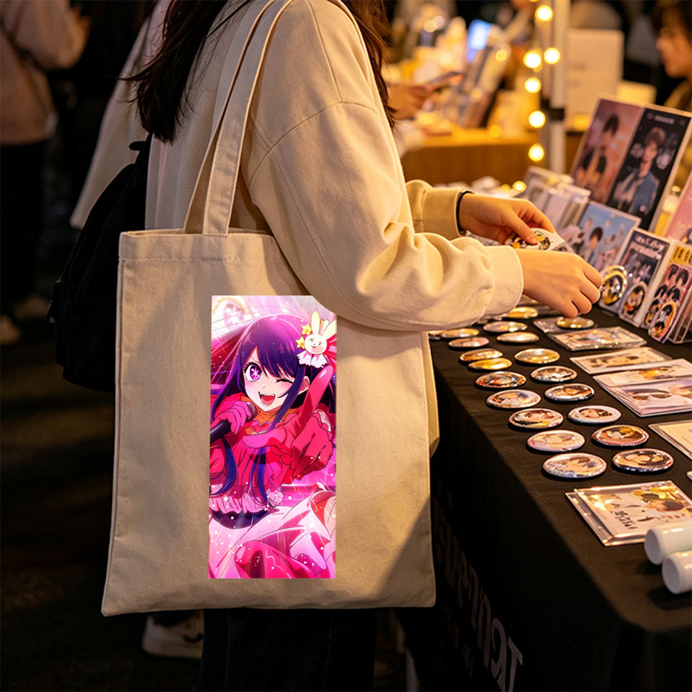 Lilac from Love Live! Superstar!! Singing with a Microphone in a Vibrant Pink Stage Performance - Canvas tote bags