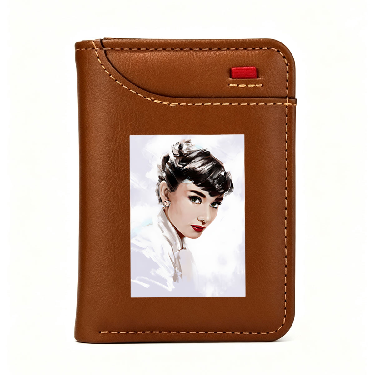 Audrey Hepburn in Classic White Portrait - Vertical Style Wallet