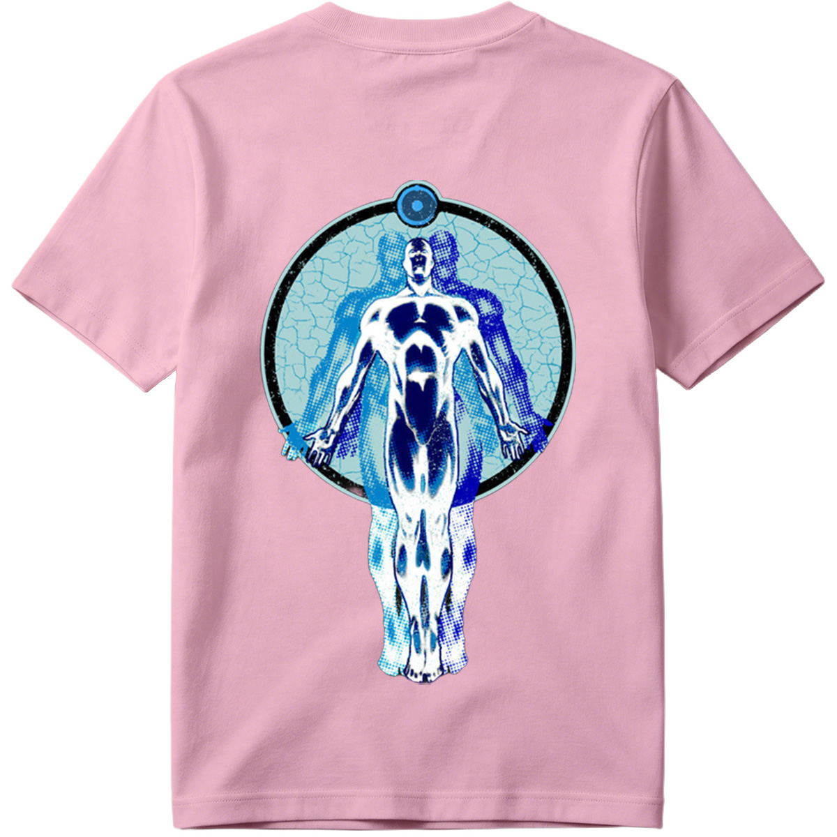 Blue Human Figure in Circular Frame - Tee