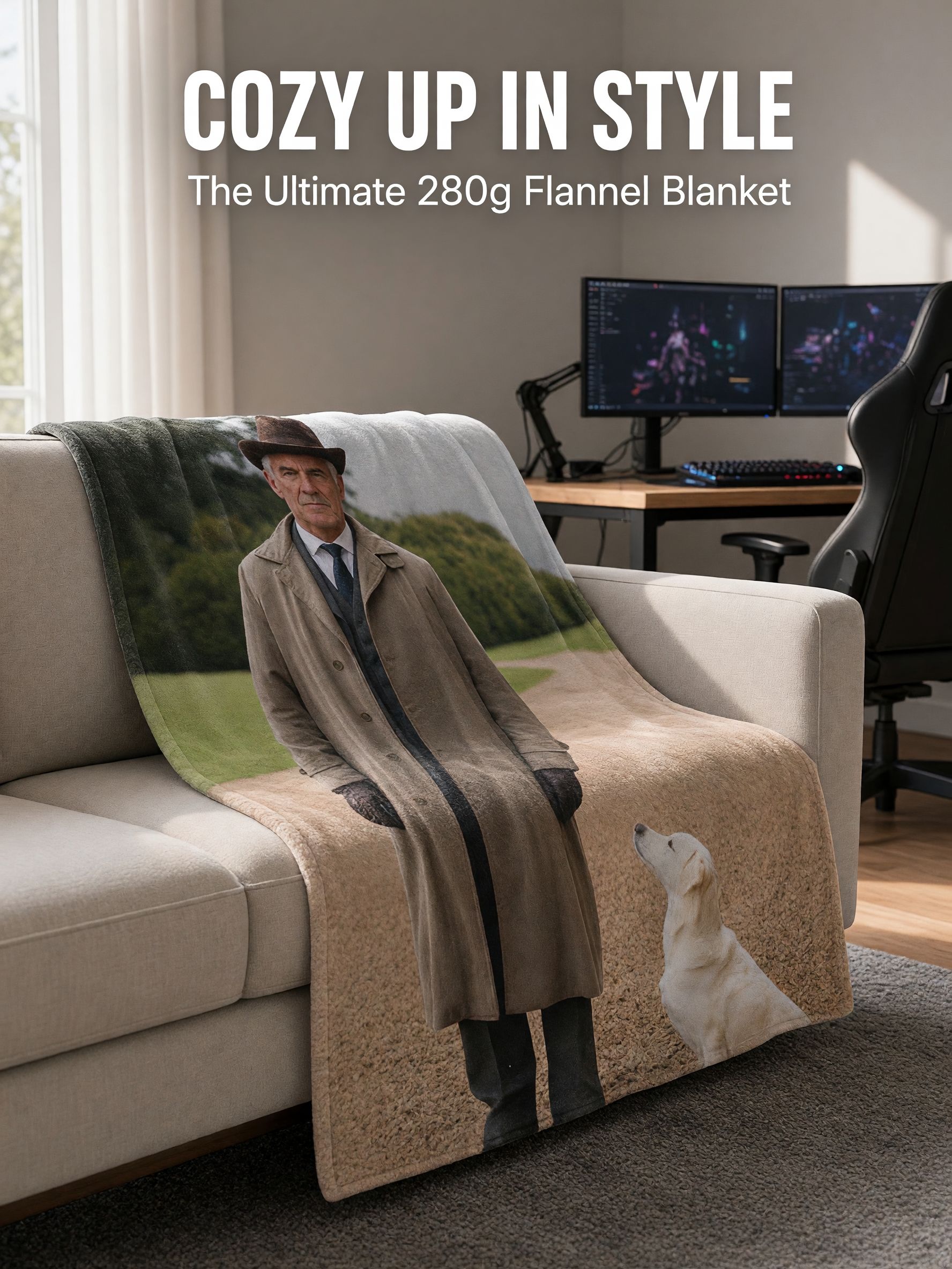 Personalized Custom Photo Blanket Flannel Fleece Throw Customized Picture Portrait Keepsake for Couch Bed Sofa Travel
