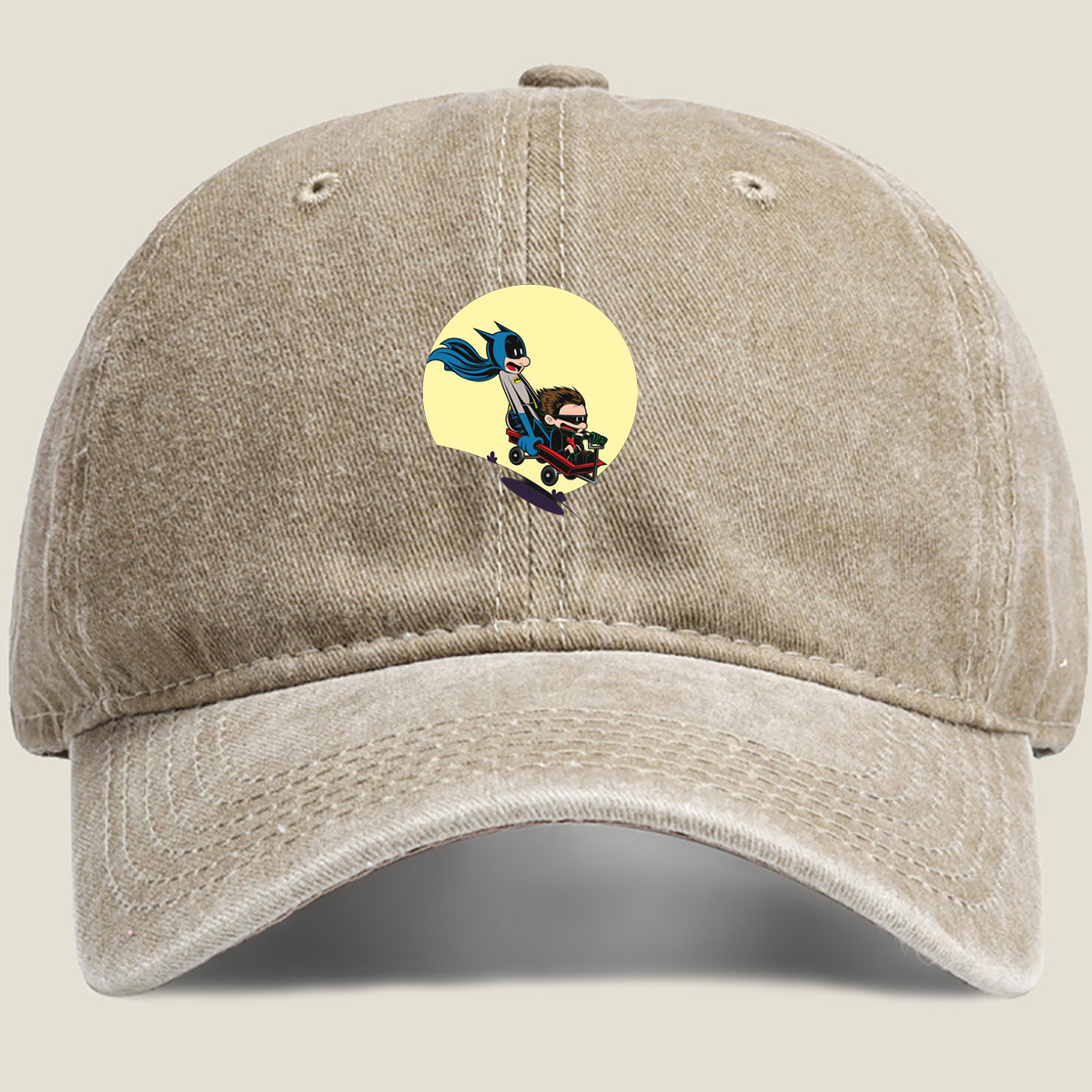 Batman and Robin in a Red Wagon - Washed Denim - Baseball Cap
