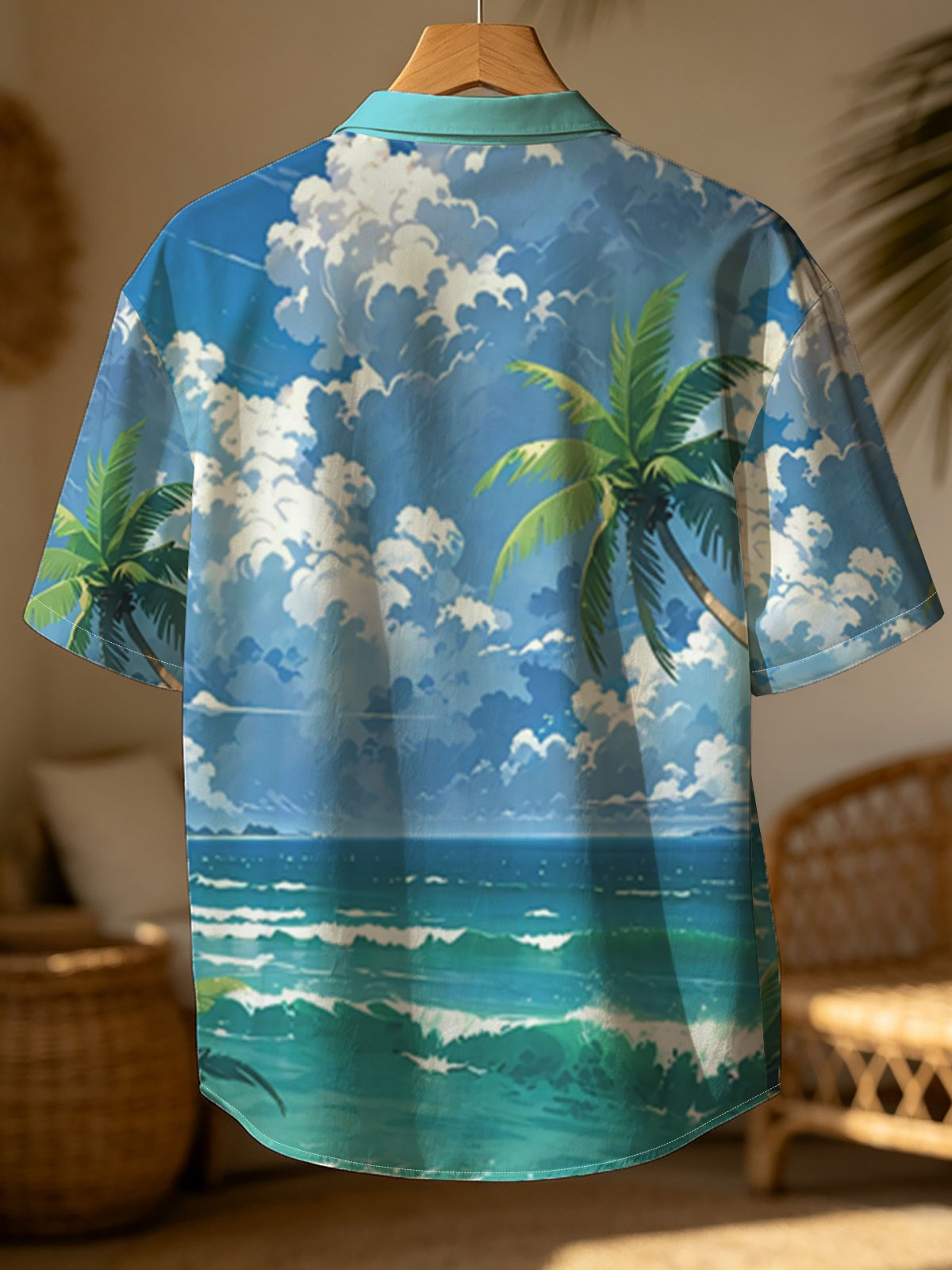 Tropical Beach with Palm Trees and Blue Sky -  Shirt