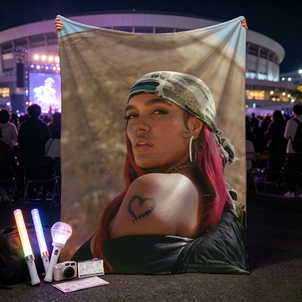 Doja Cat in Egypt with Pyramid Background and Pink Hair - Blankets