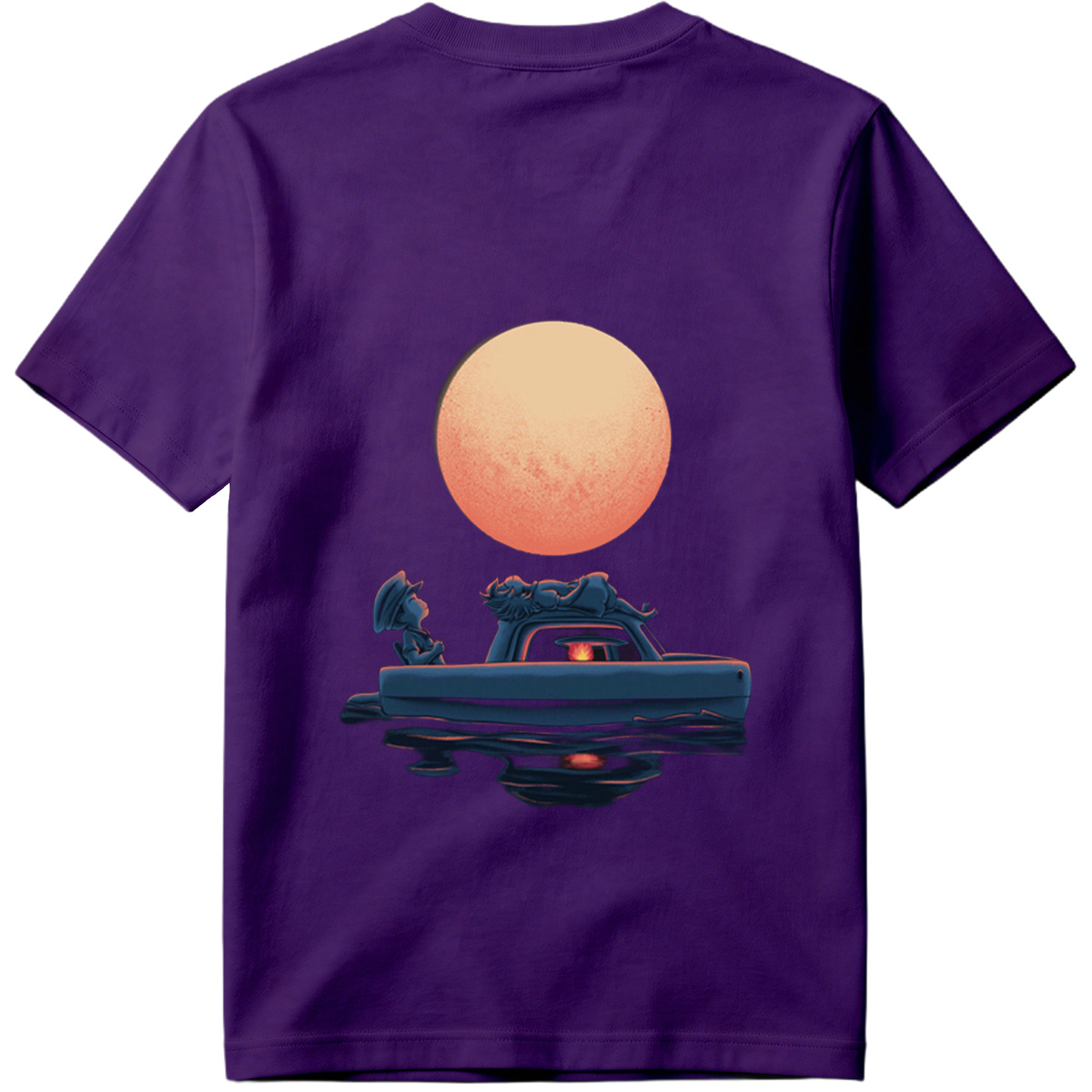 Mario and Bowser in a Boat Under the Moon - Tee