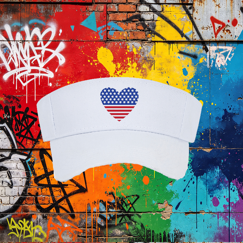 Unisex Classic Mesh Hat with American Flag Heart Print - Lightweight Breathable Sun Cap for Outdoor Activities, Perfect for Adults Seeking Patriotic Style in Summer, Beach, and Casual Wear