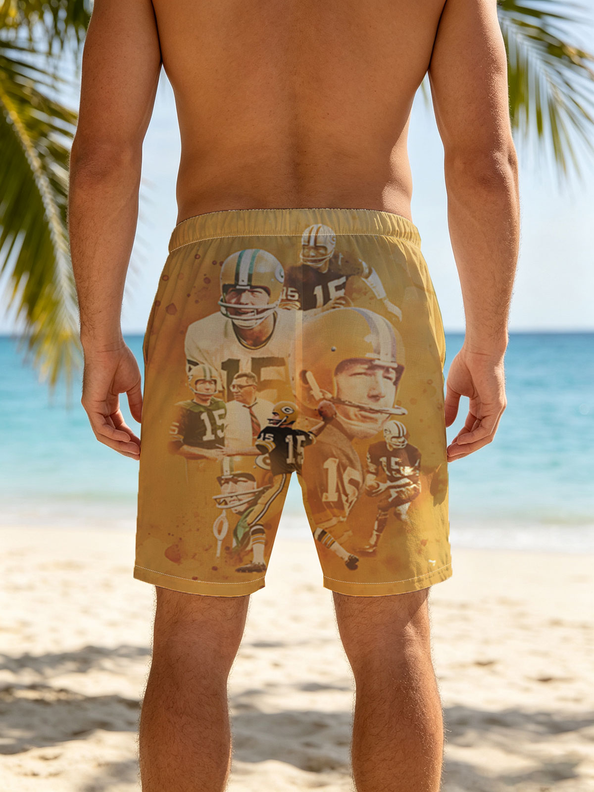 Bart Starr, Green Bay Packers Quarterback #15, Football Legend -  Beach shorts