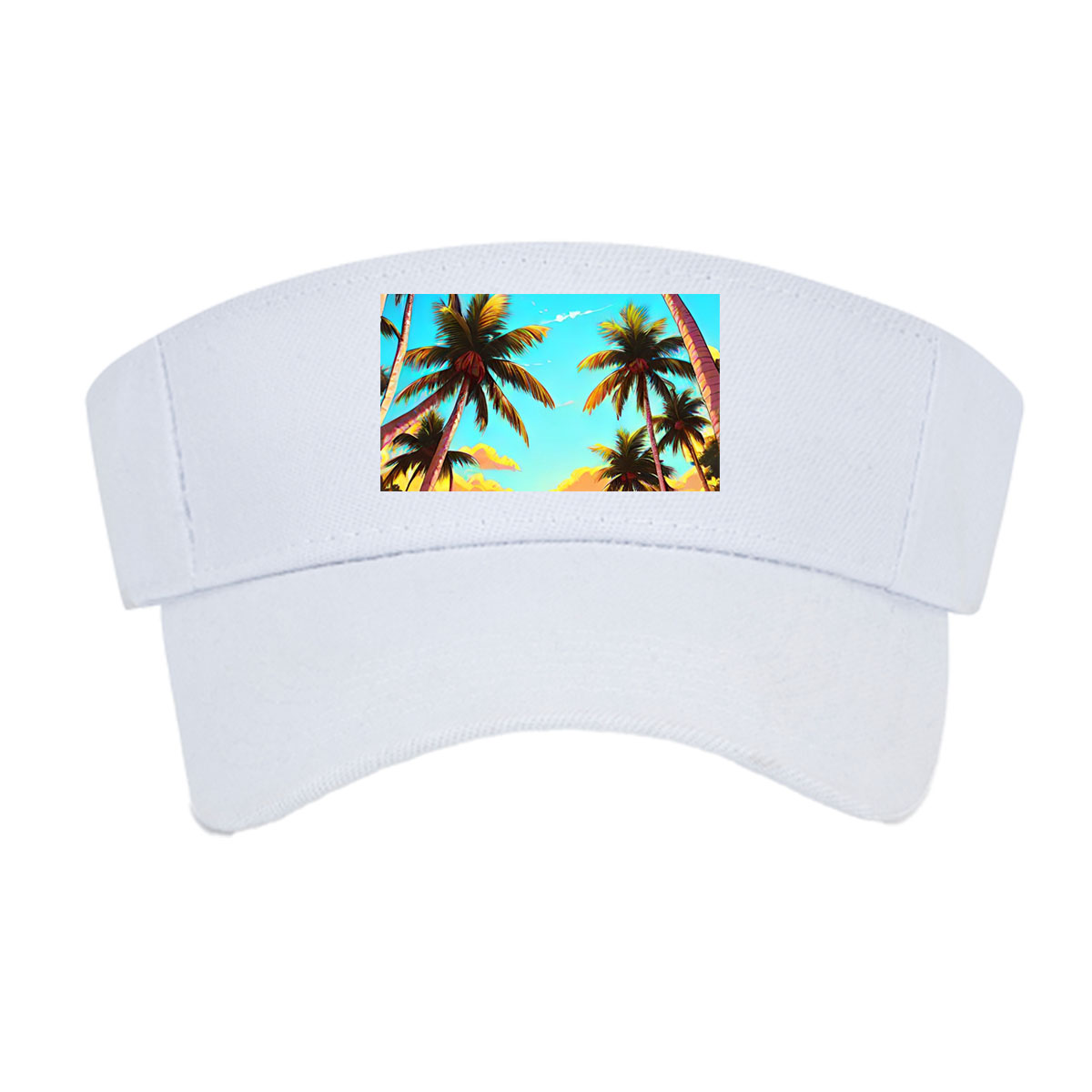 Tropical Sunset Beach with Palm Trees and a Solitary Figure -  Visor cap