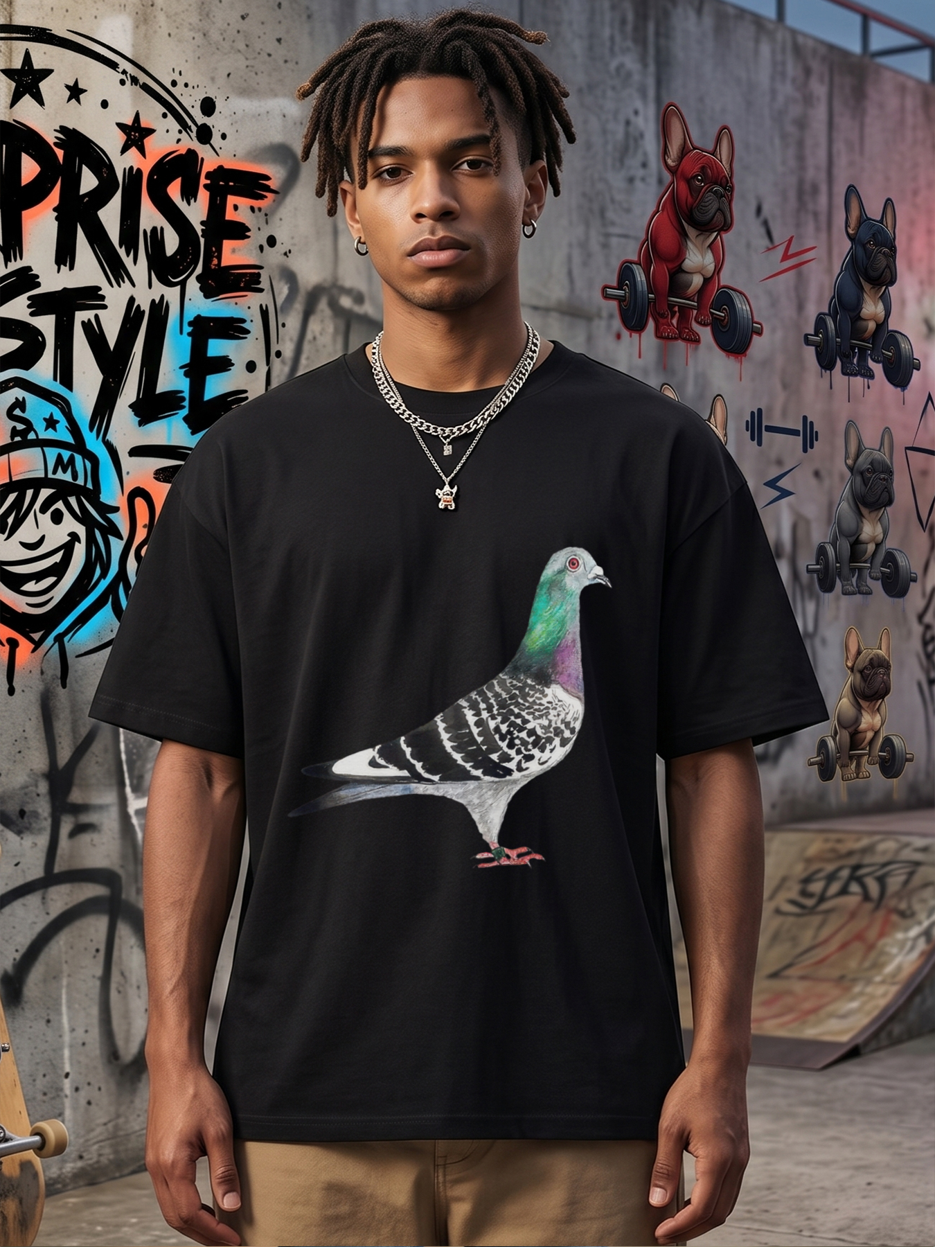 Men's Printed T-Shirt Featuring Colorful Pigeon Design with Vibrant Feathers and Detailed Artwork, Casual Round Neck Lightweight Breathable Summer Short Sleeve T-Shirt for Outdoor Activities, Urban Streetwear, Nature Lovers and Bird Enthusiasts