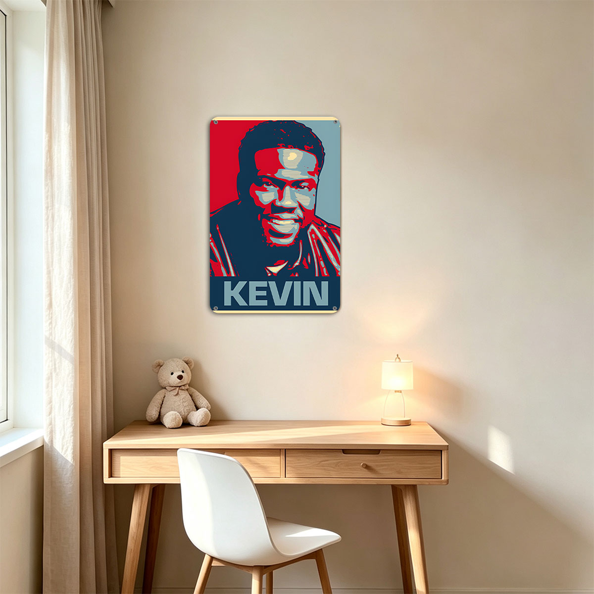 Kevin: A Bold Portrait in Red, Blue, and Gray - painting