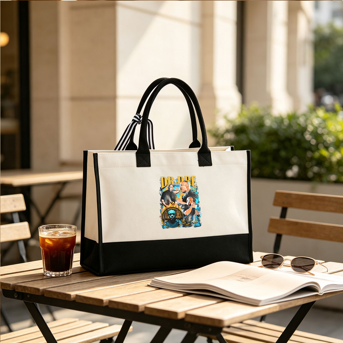 Dr. Dre: Andre Romelle Young, Hip-Hop Legend and Producer - Canvas patchwork gift tote bag