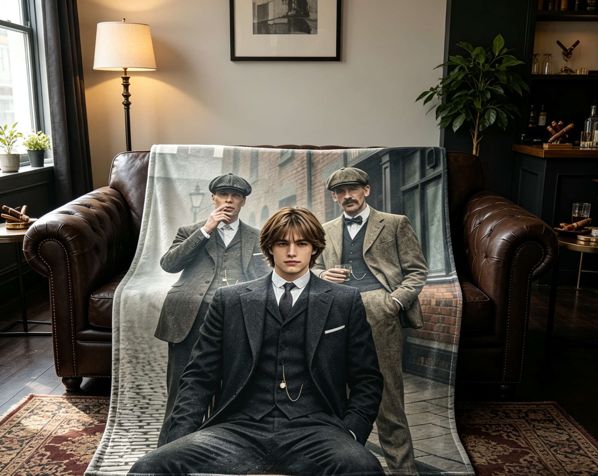 Custom Face Blanket - Victorian Gentleman Portrait IP Design Flannel Blanket for Cozy Living Room or Bedroom Decor - Perfect Gift or Giveaway for History and Fashion Enthusiasts