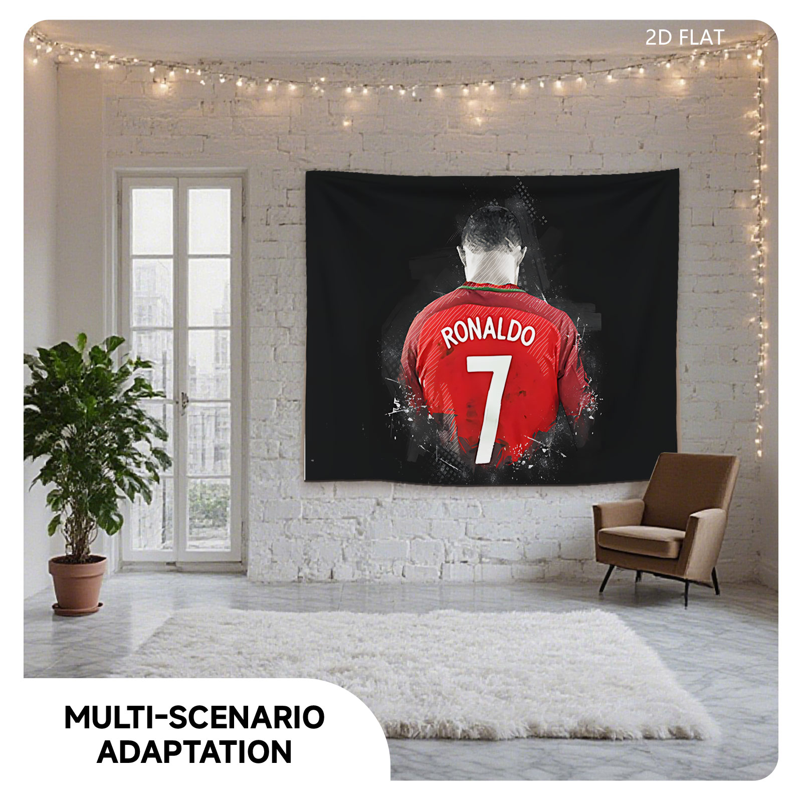 Ronaldo in Red Jersey, Number 7, Back View - Tapestry