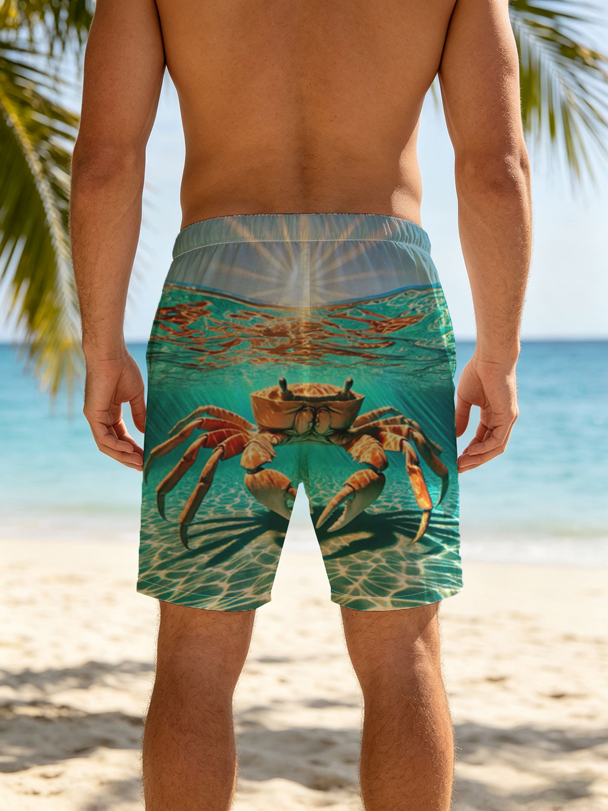 Crab in Sunlit Waters -  Beach shorts