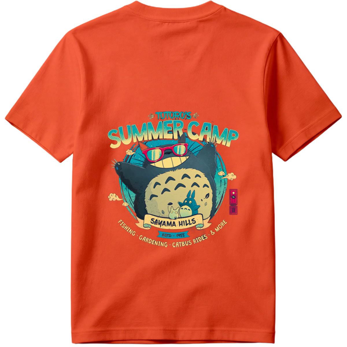 Totoro's Summer Camp: Totoro, Little Totoros, and Catbus in Sakama Hills - Tee