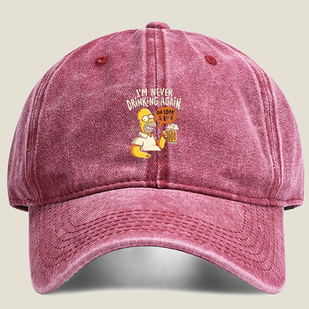 Homer Simpson I'm Never Drinking Again - Washed Denim - Baseball Cap