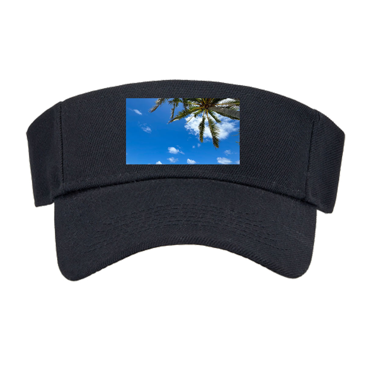 Tropical beach with palm trees and clear blue water -  Visor cap
