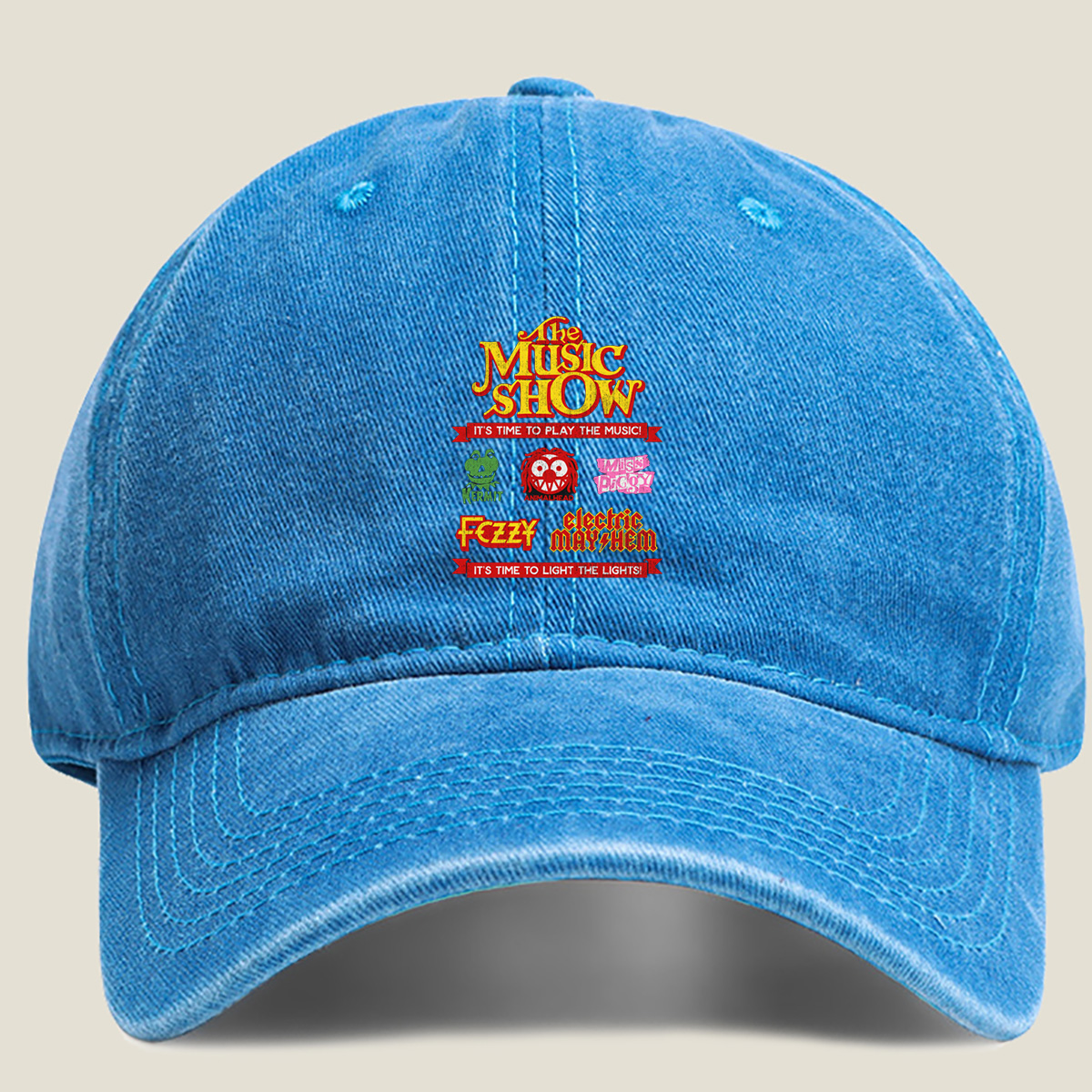 The Music Show: Kermit, Animalhead, Miss Piggy, Fozzy, Electric Mayhem - Washed Denim - Baseball Cap