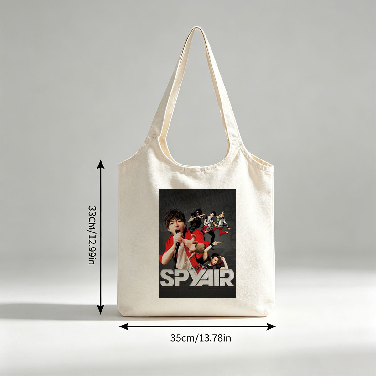 SPYAIR Band Performance Poster Featuring Dynamic Members with Instruments and Energetic Pose - Canvas shoulder bags/