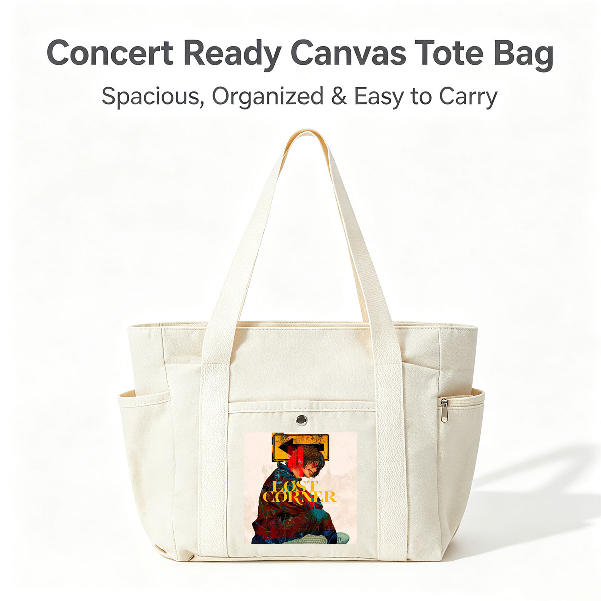 Lost Corner Band in Urban Scene with Graffiti-Style Art and Directional Sign - Multi-pocket bags