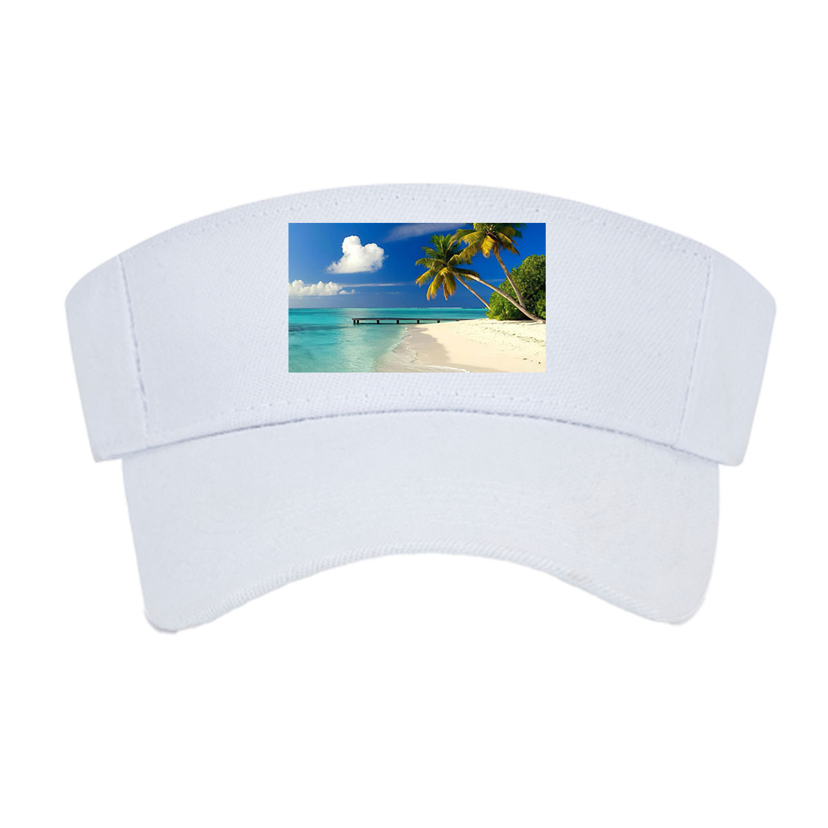 Tropical Beach with Palm Trees and Crystal Clear Water -  Visor cap