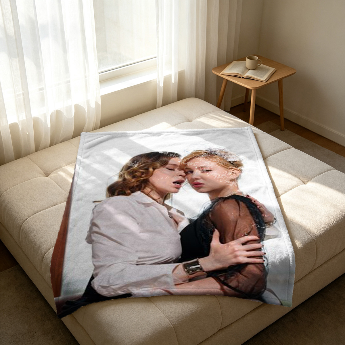 White Shirt and Thong on Kitchen Table - Blanket