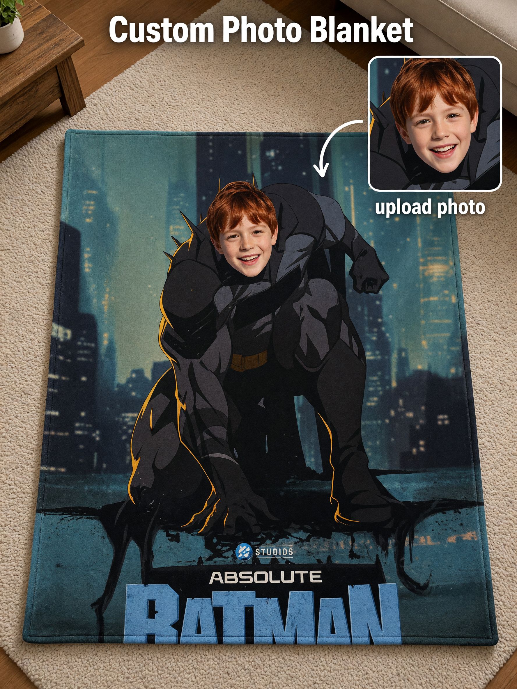 Custom Photo Face Superhero Flannel Blanket Ultra Soft Cozy Fleece Throw Ideal Personalized Gift for Kids and Family