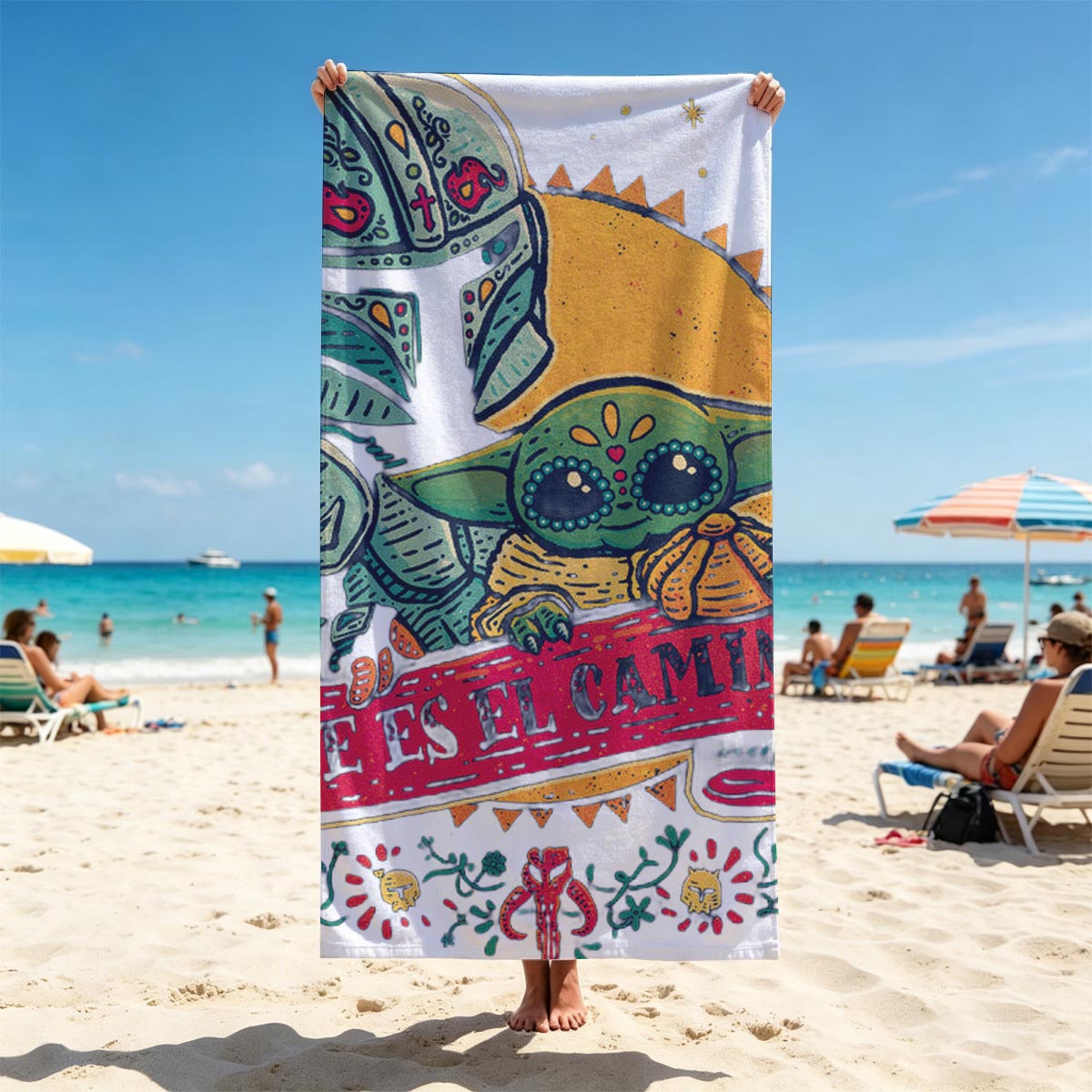 The Mandalorian and Grogu in Day of the Dead Style with 