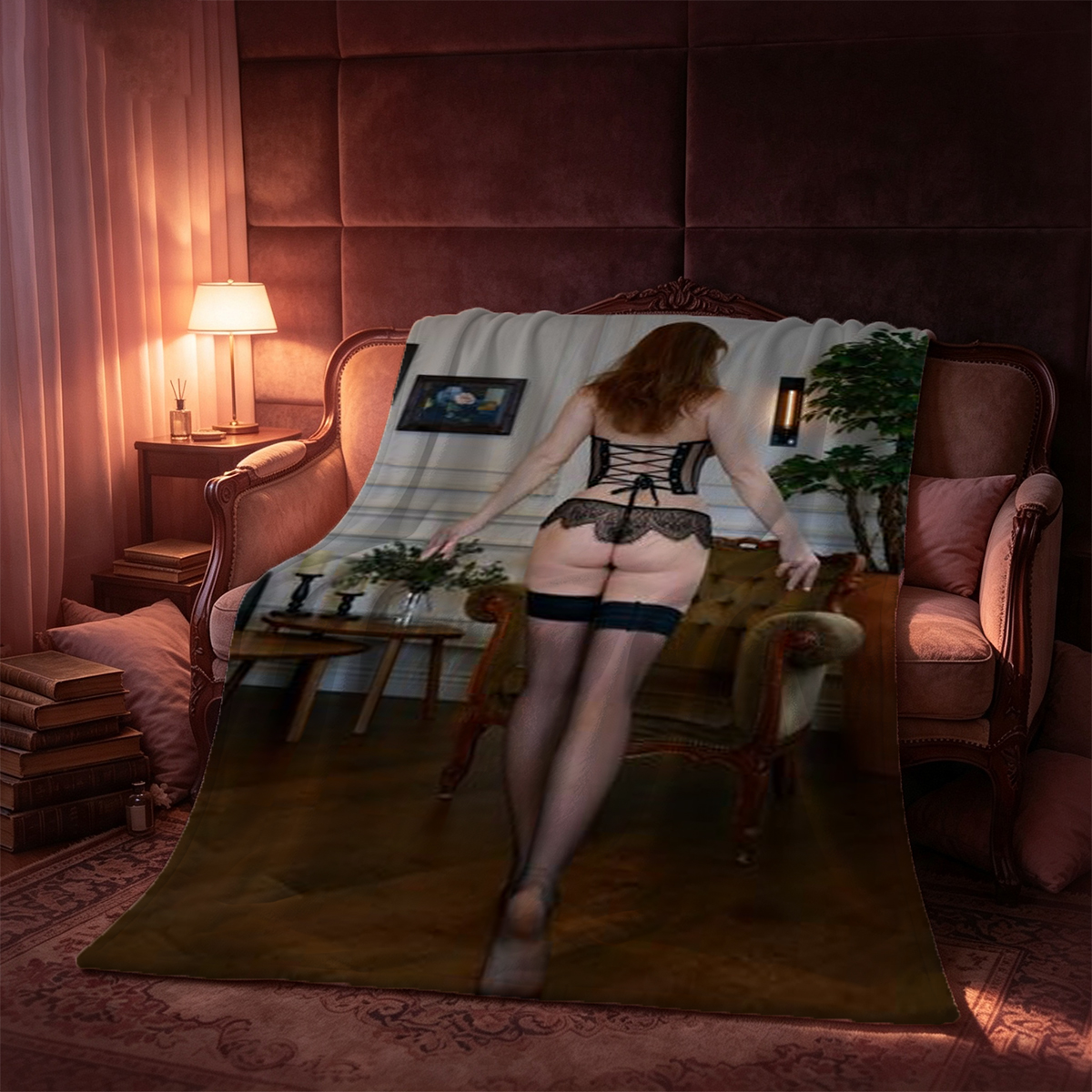 Emma Watson Nude on Green Bicycle in Studio - Blanket