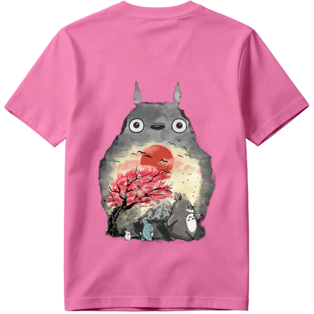 Totoro and Friends in Cherry Blossom Sunset - Tee
