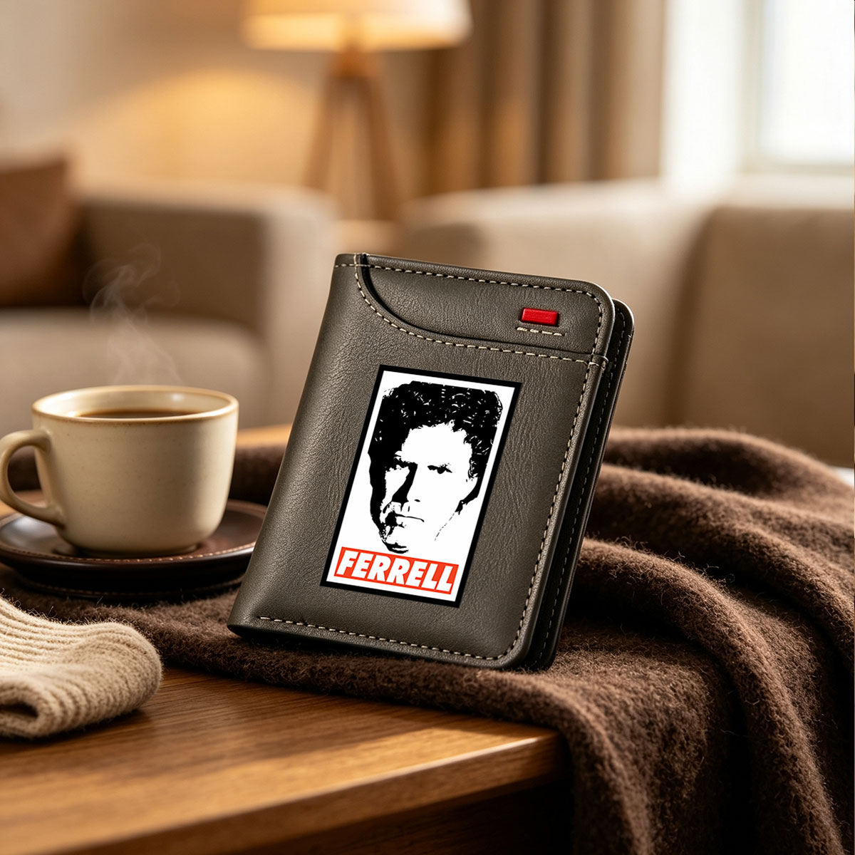 Ferrell: A Bold Black-and-White Portrait of the Actor - Vertical Style Wallet