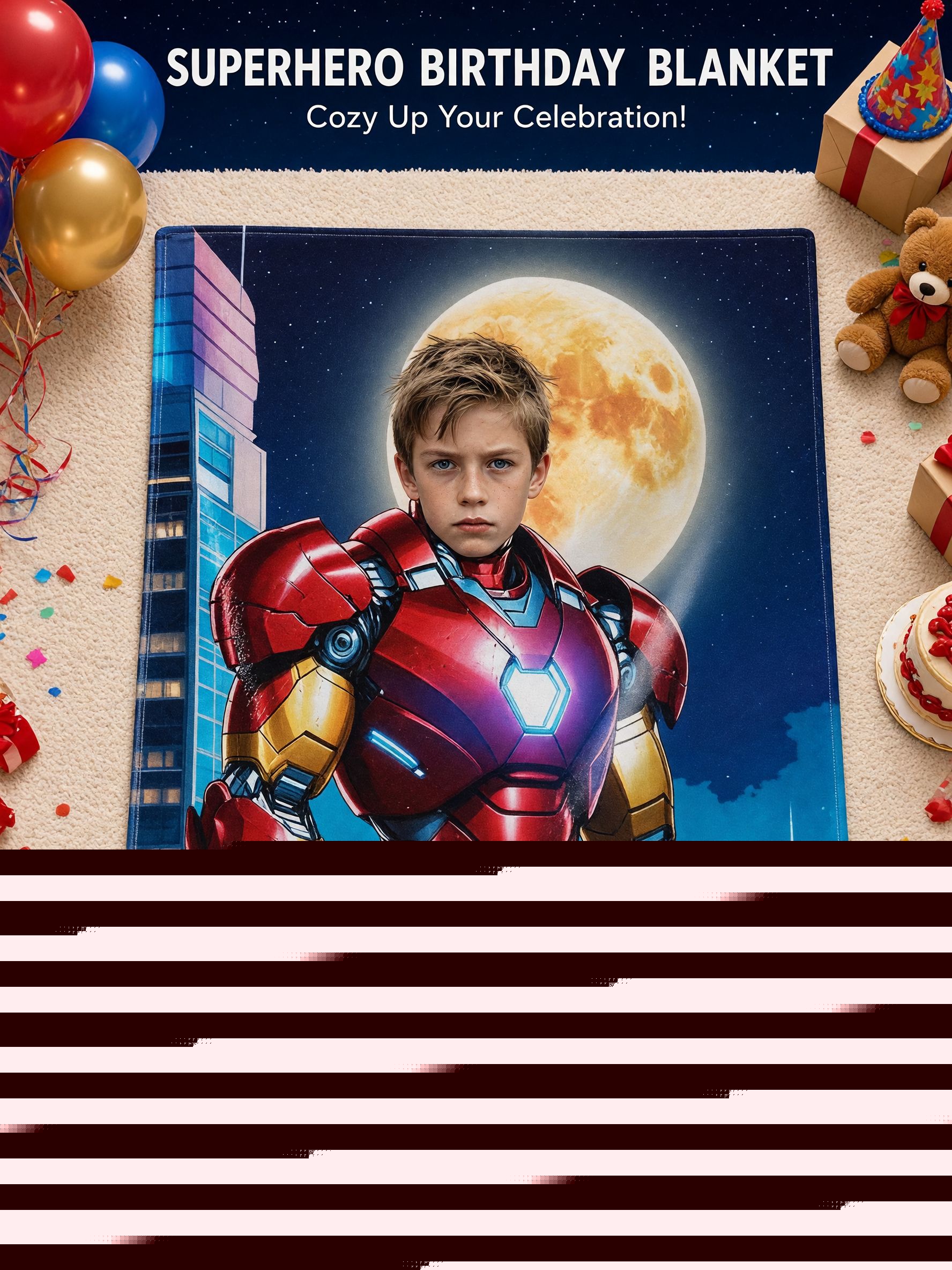 Personalized Photo Face Superhero Flannel Blanket Ultra Soft Plush Throw Ideal Custom Hero Birthday Gift for Kids