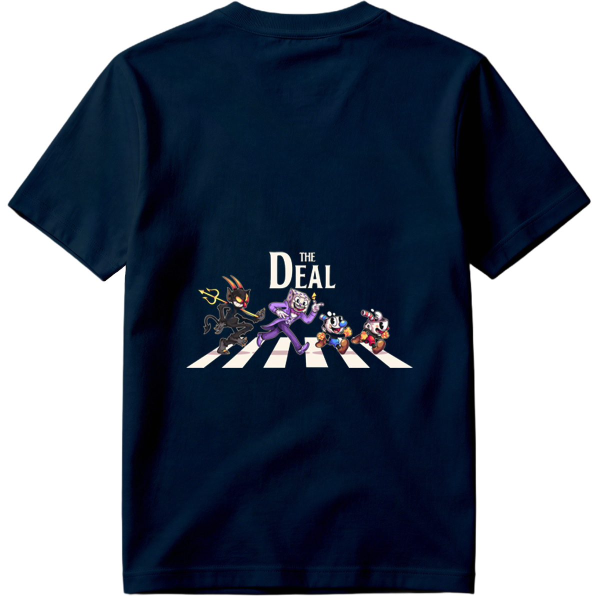 Cuphead, The Devil, and Mugman Crossing the Street – 