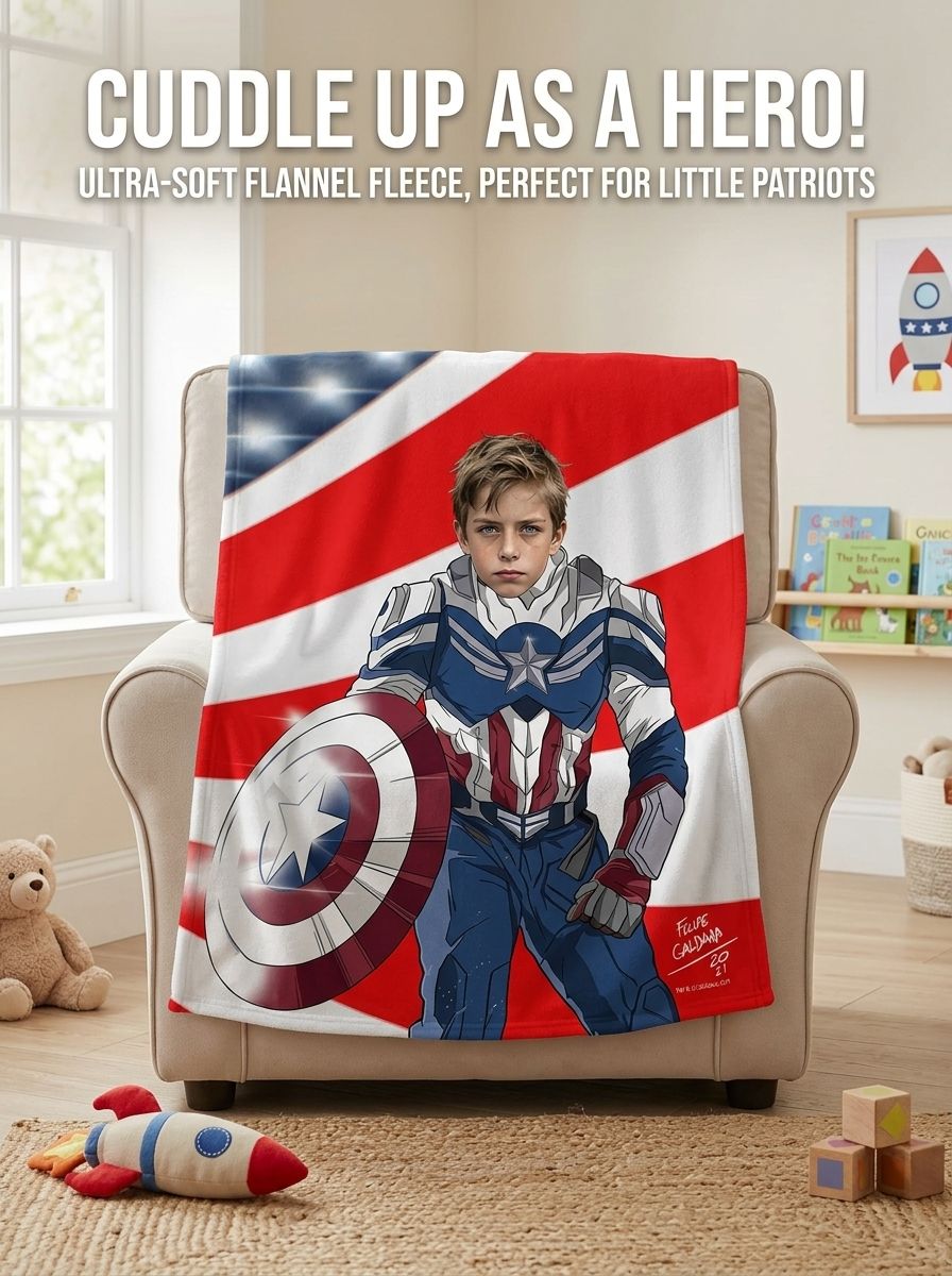 Custom Superhero Face Blanket Personalized Photo Flannel Throw for Kids Cozy Bedside Fleece Blanket Gift